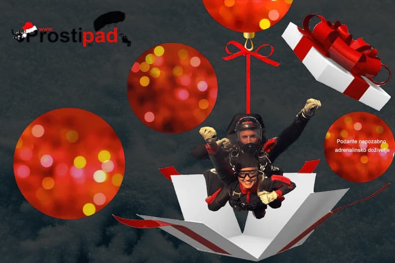 Tandemski skok s padalom za božično ali novoletno darilo